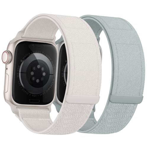 Nimblistic Nylon Armband Kompatibel mit Apple Watch 40mm 41mm 38mm, Verstellbarer Klettverschluss Sport Loop für iWatch Series SE 9 8 7 6 5 4 3 Ultra, 2er Pack von Nimblistic