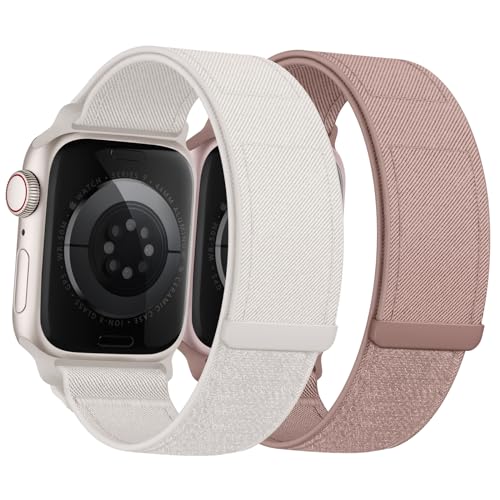 Nimblistic Nylon Armband Kompatibel mit Apple Watch 40mm 41mm 38mm, Verstellbarer Klettverschluss Sport Loop für iWatch Series SE 9 8 7 6 5 4 3 Ultra, 2er Pack von Nimblistic