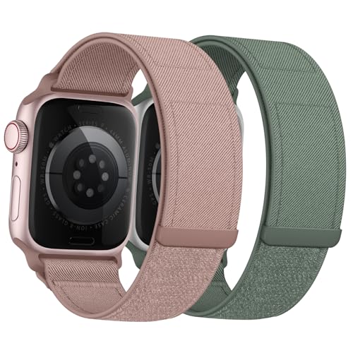 Nimblistic Nylon Armband Kompatibel mit Apple Watch 40mm 41mm 38mm, Verstellbarer Klettverschluss Sport Loop für iWatch Series SE 9 8 7 6 5 4 3 Ultra, 2er Pack von Nimblistic