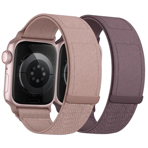 Nimblistic Nylon Armband Kompatibel mit Apple Watch 42mm 44mm 45mm 49mm, Verstellbarer Klettverschluss Sport Loop für iWatch Series SE 9 8 7 6 5 4 3 Ultra, 2er Pack von Nimblistic