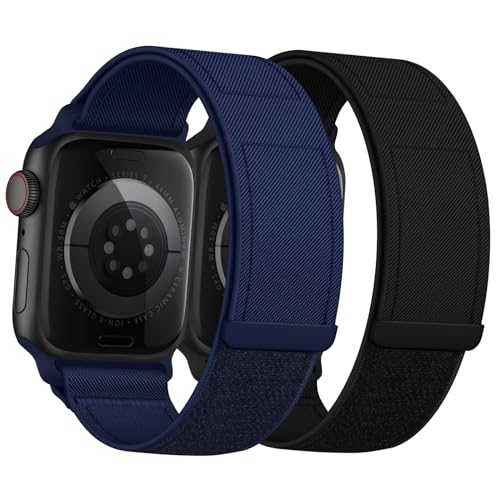 Nimblistic Nylon Armband Kompatibel mit Apple Watch 42mm 44mm 45mm 49mm, Verstellbarer Klettverschluss Sport Loop für iWatch Series SE 9 8 7 6 5 4 3 Ultra, 2er Pack von Nimblistic