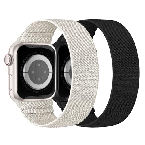 Nimblistic Nylon Solo Loop Kompatibel mit Apple Watch Armband 41mm 40mm 38mm, Elastisches Stoff Sport Ersatzarmband für Iwatch Series SE 9 8 7 6 5 4 3 Damen Herren, 2er Pack von Nimblistic