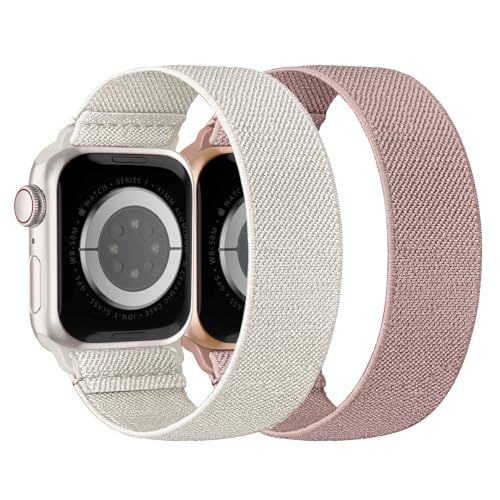 Nimblistic Nylon Solo Loop Kompatibel mit Apple Watch Armband 41mm 40mm 38mm, Elastisches Stoff Sport Ersatzarmband für Iwatch Series SE 9 8 7 6 5 4 3 Damen Herren, 2er Pack von Nimblistic