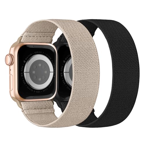 Nimblistic Nylon Solo Loop Kompatibel mit Apple Watch Armband 41mm 40mm 38mm, Elastisches Stoff Sport Ersatzarmband für Iwatch Series SE 9 8 7 6 5 4 3 Damen Herren, 2er Pack von Nimblistic