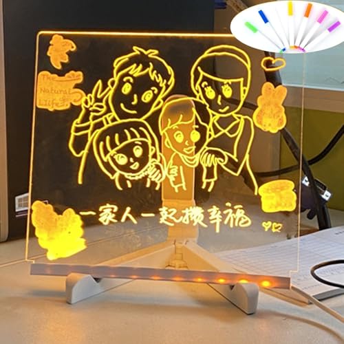 LED-Zeichentafel, leuchtende Kreativität, LED-Notiztafel mit 7-Farben-Stift, verstellbarem Ständer und USB (15 * 15cm) von Nimedala