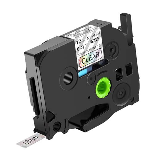 NineLeaf 1 x Ersatz für Brother P-Touch TZe-231L1 TZ-231L1 TZe231L1 TZ231L1 AZe 12mm 0.47'' Bänder Laminiert Schwarz auf Sternen Weiß Schriftband für Ptouch PT-D210 D210BK Beschriftungsgerät von NineLeaf