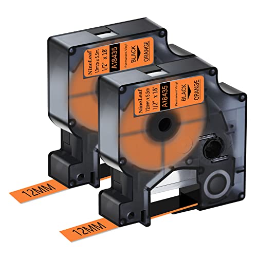 NineLeaf 2 Packung Ersatz für Dymo IND 18435 A18435 12mm x 5.5m Bänder Schwarz auf Orange Vinyl Permanentes Industrie Schriftband für Rhino 1000 4200 5200 ILP 219 3M PL100 PL150 Beschriftungsgerät NineLeaf 2 Packung Ersatz für Dymo IND 18435 A18435 12mm x 5.5m Bänder Schwarz auf Orange Vinyl Permanentes Industrie Schriftband für Rhino 1000 4200 5200 ILP 219 3M PL100 PL150 Beschriftungsgerät von NineLeaf