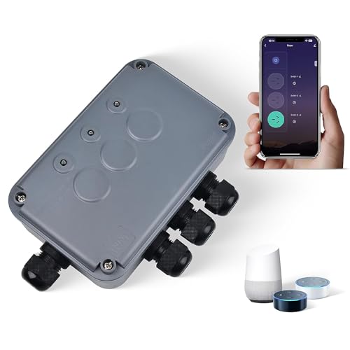 Smart Außenschalter, NineLeaf 3-fach Outdoor-Schaltbox, robuste IP66 wasserdichte Box, WiFi-Licht-Timer, Garten Schalter, Ferngesteuerte Teichbeleuchtung, kompatibel mit Tuya/Smart Life, 110V-240V von NineLeaf