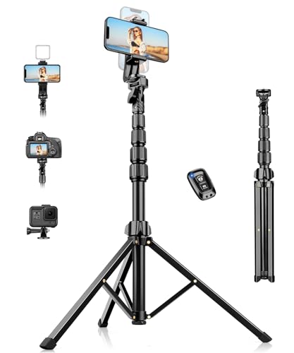 Nineigh 190cm Handy Stativ für Smartphone, Leicht Aluminium Handystativhalter mit Fernauslöser für iPhone/Samsung/Huawei, Erweiterbarer Selfie Handy Stativ Tripod für Video, Vlog, Live-Stream Nineigh 190cm Handy Stativ für Smartphone, Leicht Aluminium Handystativhalter mit Fernauslöser für iPhone/Samsung/Huawei, Erweiterbarer Selfie Handy Stativ Tripod für Video, Vlog, Live-Stream von Nineigh