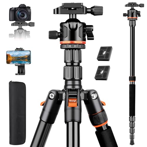 Nineigh 194cm Kamera Stativ, Aluminium Fotostativ für Smartphone mit Handyhalterung, 360° Panorama Camera Tripod für Reise mit Einbeinstativ Funktion für Canon Nikon DSLR Nineigh 194cm Kamera Stativ, Aluminium Fotostativ für Smartphone mit Handyhalterung, 360° Panorama Camera Tripod für Reise mit Einbeinstativ Funktion für Canon Nikon DSLR von Nineigh