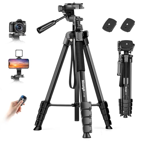 Nineigh Kamera Handy Stativ, 190cm Horizontal Stativ for Smartphone mit Fernauslöser, Leichtes Aluminium Camera Tripod mit 3 Wege Kopf, Fotostativ Kamera Reise für iPhone/Samsung/Huawei/DSLR Nineigh Kamera Handy Stativ, 190cm Horizontal Stativ for Smartphone mit Fernauslöser, Leichtes Aluminium Camera Tripod mit 3 Wege Kopf, Fotostativ Kamera Reise für iPhone/Samsung/Huawei/DSLR von Nineigh