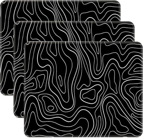Ningchuya Mausmatte 3er-Pack mit genähten Kanten, Topographische Gaming-Mauspad Anti-Rutsch-Gummi-Basis Mausmatten für Schreibtisch, Laptop, PC, 26x21 Black Topo Ningchuya Mausmatte 3er-Pack mit genähten Kanten, Topographische Gaming-Mauspad Anti-Rutsch-Gummi-Basis Mausmatten für Schreibtisch, Laptop, PC, 26x21 Black Topo von Ningchuya