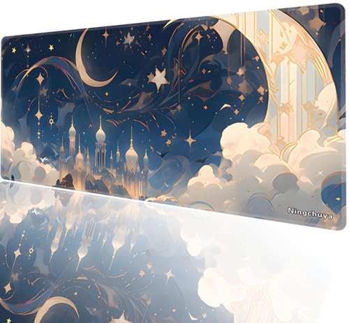 Ningchuya Mauspad, 600 x 300 mm Gaming Mousepad, Groß Tischunterlage verbessert Geschwindigkeit und Präzision rutschfeste Mausmatte für PC, Büro, Laptop, Computer (60x30YueLiangEU) von Ningchuya