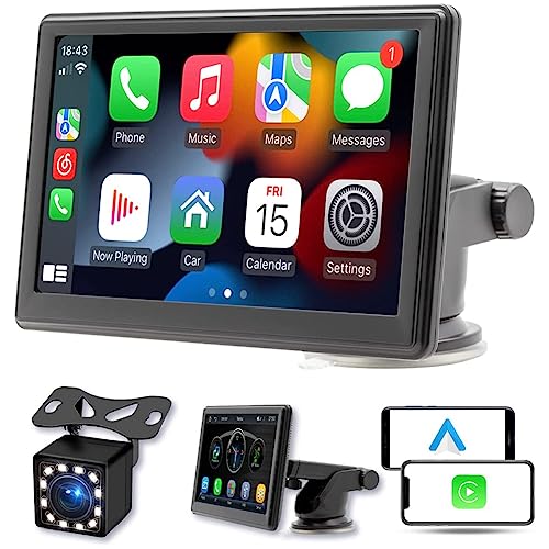Niniang Armaturenbrett-Halterung, tragbar, kabellos, für Carplay, Stereo, Touchscreen, Bluetooth, FM-Radio, USB von Niniang