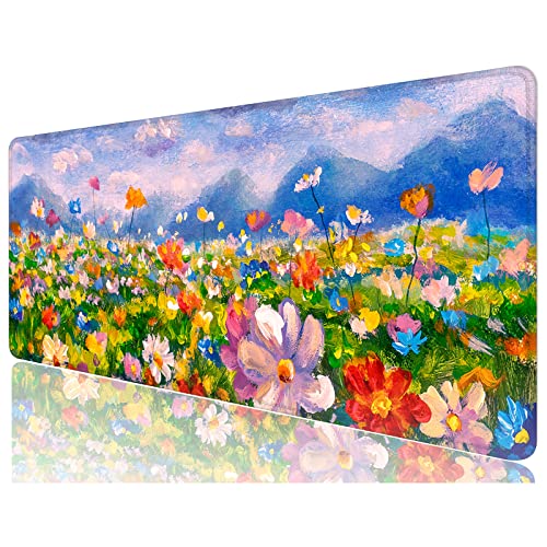 Niniubye Schreibtischunterlage, großes Mauspad, 81.3x30.5 cm XXL erweitertes Gaming-Mauspad, Desktop-Dekor Schreibtischunterlage, XL Mauspad für Laptop & Tastatur, Malen Blumen von Niniubye