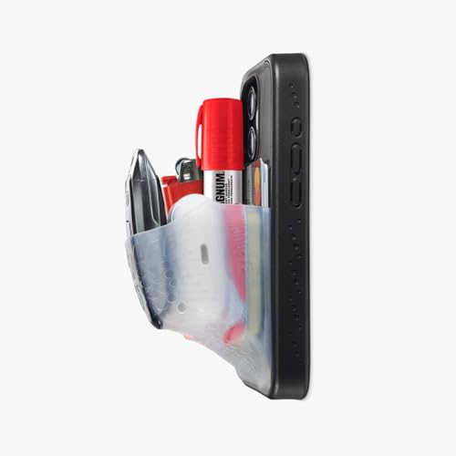 Ninja Labs Flexible Schutzhülle für iPhone 15 Pro, dehnbar für 30+ Karten, Airpods, Lippenbalsam, Autoschlüssel und Bargeld) Schwarz / Transparent von Ninja Labs