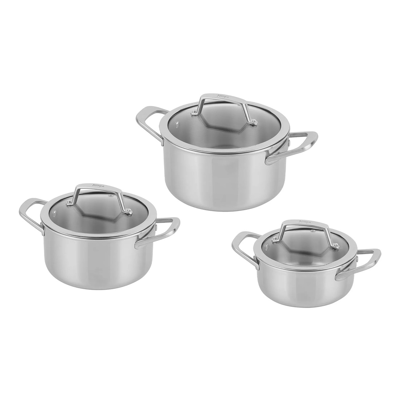 Ninja EverClad Silber C93000DE | 3-teiliges Topfset | alle Herdarten geeignet | ofenfest bis 315 ?C | Sp?lmaschinengeeignet | dreilagige Konstruktion Ninja EverClad Silber C93000DE | 3-teiliges Topfset | alle Herdarten geeignet | ofenfest bis 315 ?C | Sp?lmaschinengeeignet | dreilagige Konstruktion von Ninja