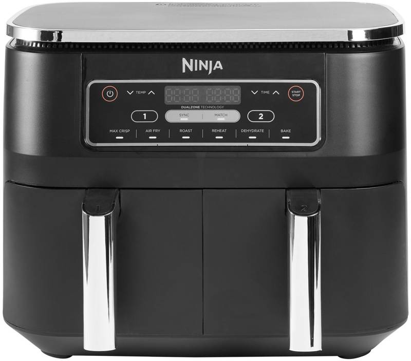 Ninja Foodi Dual Zone Heißluft-Fritteuse mit 2 Frittierfächern AF300EU 7,6 l schwarz von Ninja