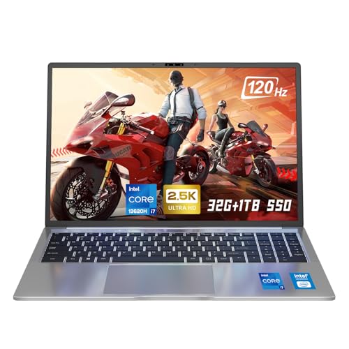 Ninkear N16 PRO Laptop 16 Zoll 2,5K IPS 120Hz Bildschirm Inte Core™ i7-13620H bis zu 4,9GHz 32GB DDR4 1TB PCIE SSD Tastatur mit Hintergrundbeleuchtung Fingerabdruck-Entsperrung Computer Windows 11 von Ninkear