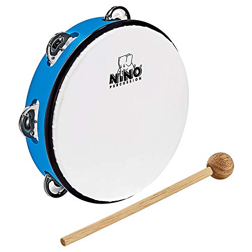 Nino Percussion Headed Tambourine Instrument - Musikinstrument für Kinder ab 5 Jahren - Durchmesser 8 Zoll - Kunststoff, Blau (NINO51SB) von Nino Percussion
