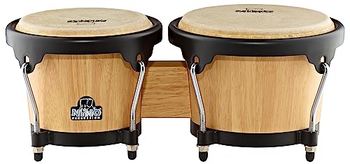 Nino Percussion Wood Bongo Instrument - Musikinstrument für Kinder ab 5 Jahren - 2 Handtrommeln - Siam Eiche, Natur und Schwarz (NINO3NT-BK) von Nino Percussion