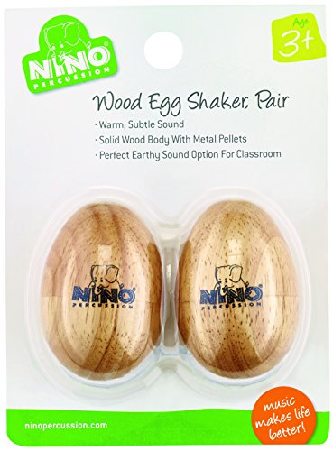 Nino Percussion Wood Egg Shaker – 2 kleine Rasseleier für Kinder ab 3 Jahren – Musikinstrument – Siam Eiche, Natur (NINO562-2) von Nino Percussion