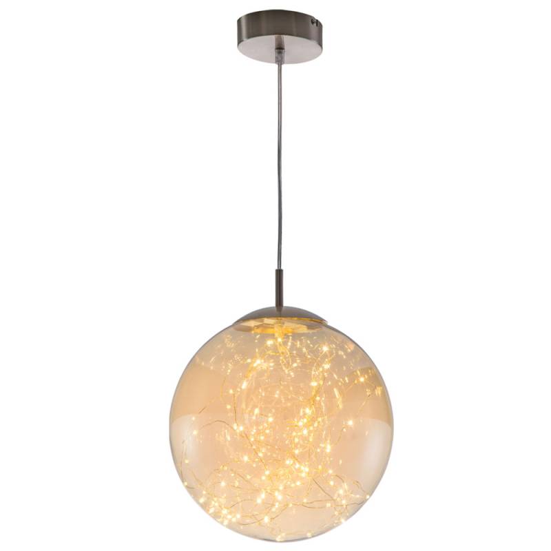 LED Pendelleuchte Kugellampe, Lichterkette Glas, amberfarben von Nino