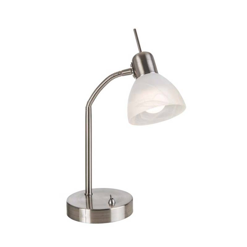LED Tischleuchte 1-f.Daytona Nickel,Glas alab. Weiss von Nino