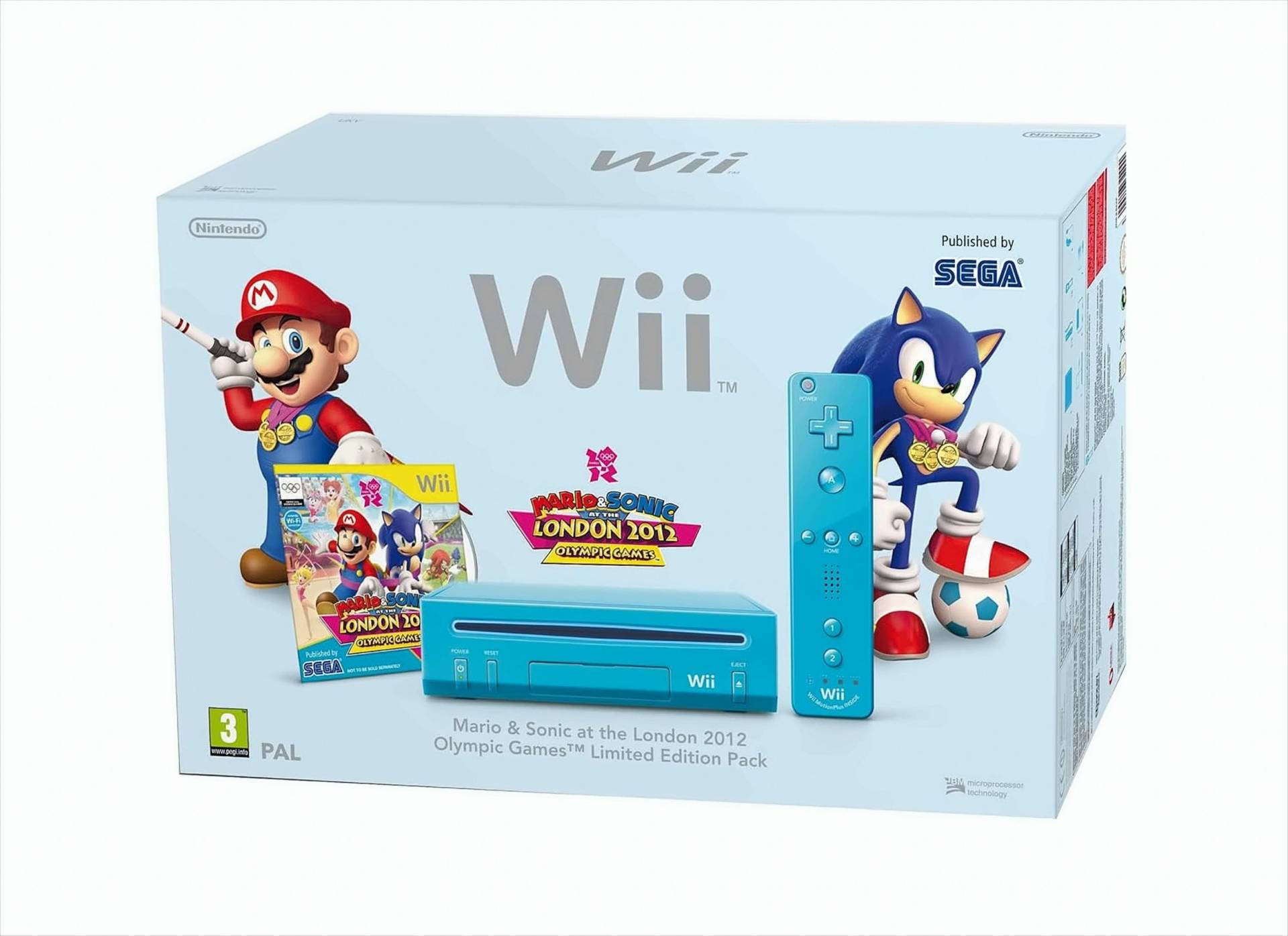 NINTENDO Wii blau + Spiel Mario & Sonic bei den Olympischen Spielen in London 2012 + 1 Fernsteuerung Wii Plus NINTENDO Wii blau + Spiel Mario & Sonic bei den Olympischen Spielen in London 2012 + 1 Fernsteuerung Wii Plus