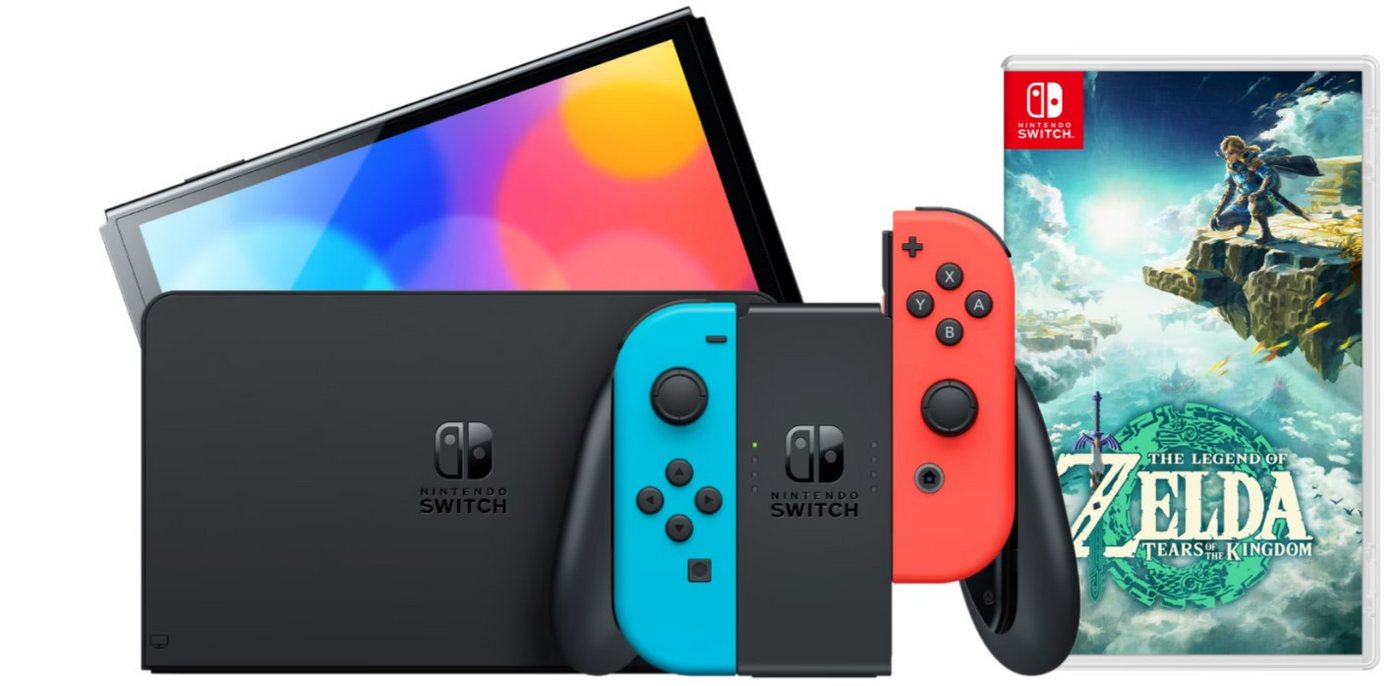 Nintendo Switch OLED Rot/Blau + Zelda: Tears of the Kingdom (Zelda: Tears of the Kingdom), Nintendo Switch OLED Rot/Blau + Zelda: Tears of the Kingdom von Nintendo Switch