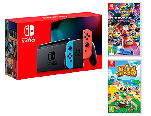 Nintendo Switch V2 32Gb Neon-Rot/Neon-Blau [neues model] + Animal Crossing: New Horizons + Mario Kart 8 Deluxe von Nintendo_Switch