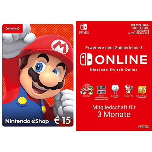 Nintendo eShop Card | 15 EUR Guthaben + Online Mitgliedschaft - 3 Monate (Download Code - EU) | Switch/3DS/Wii-U von Nintendo of Europe GmbH