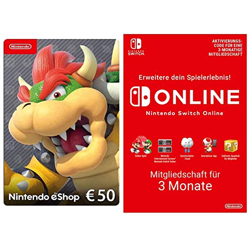 Nintendo eShop Card | 50 EUR Guthaben + Switch Online Mitgliedschaft - 3 Monate (Download Code - EU) | Switch/3DS/Wii-U von Nintendo of Europe GmbH