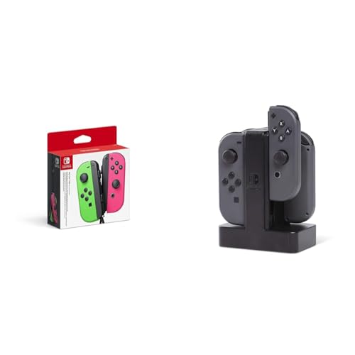 Joy-Con 2er-Set Neon-Grün/Neon-Pink + PowerA Joy-Con-Ladestation für Nintendo Switch, USB von Nintendo