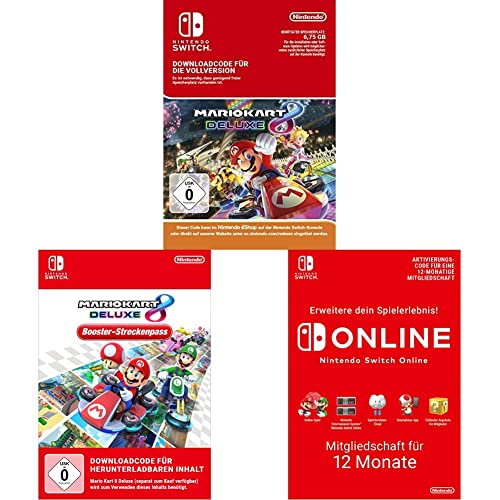 Mario Kart 8 Deluxe [Switch Download Code] + Booster-Streckenpass DLC - [Switch Download Code] + Switch Online Mitgliedschaft - 12 Monate [Switch Download Code] von Nintendo