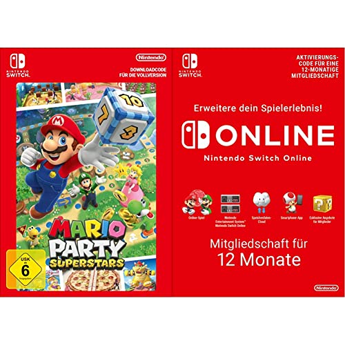 Mario Party Superstars Standard (Nintendo Switch - Download Code) + Switch Online Mitgliedschaft - 12 Monate (Switch Download Code) von Nintendo