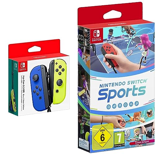 Nintendo Joy-Con 2er-Set, Blau/Neon-Gelb + Nintendo Switch Sports (inkl. Beingurt) - [Nintendo Switch] von Nintendo