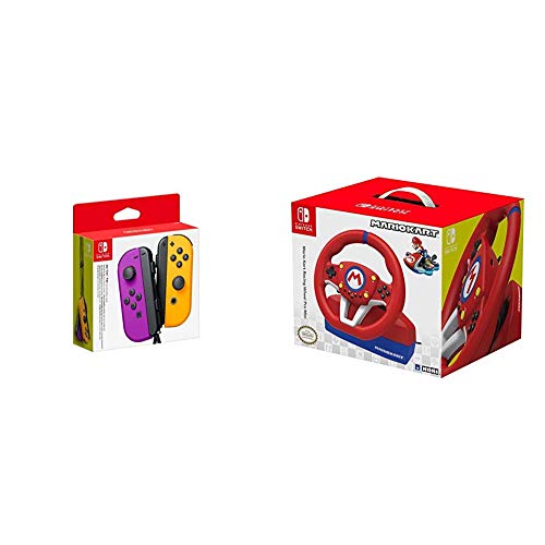 Nintendo Joy-Con 2er-Set, neon-lila/neon-orange & HORI Mario Kart Lenkrad Mini [ von Nintendo