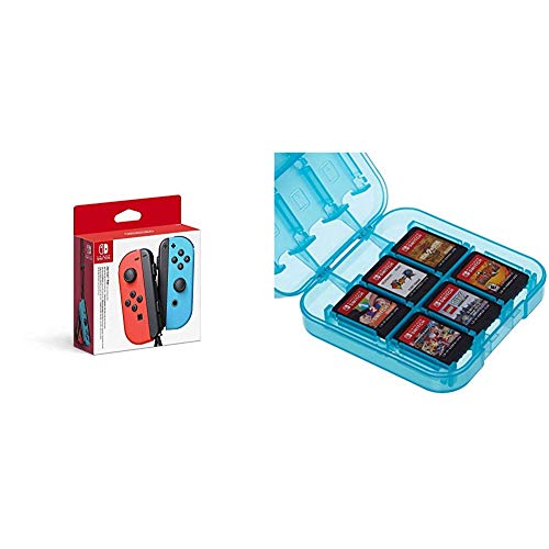 Nintendo Joy-Con 2er-Set Neon-Rot/Neon-Blau & Amazon Basics - Aufbewahrungsbox f√ºr Spiele der Nintendo Switch - Blau von Nintendo