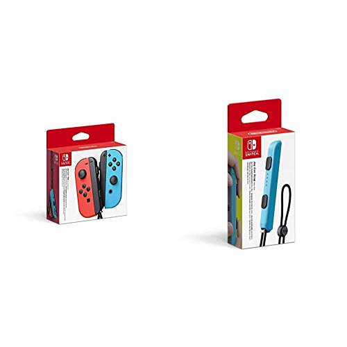 Nintendo Joy-Con 2er-Set Neon-Rot/Neon-Blau & Joy-Con-Handgelenksschlaufe Neon-Blau von Nintendo