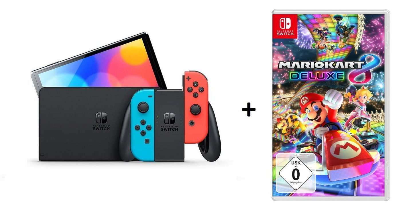 Nintendo Nintendo Konsole OLED Blau/Rot + Mario Kart 8 Deluxe Spiel (Bundle, inkl. Joy-Con) von Nintendo