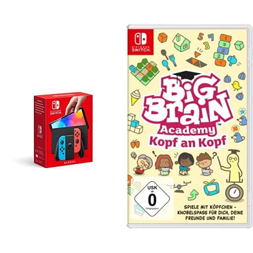 Nintendo Switch (OLED-Modell) Neon-Rot/Neon-Blau + Big Brain Academy: Kopf an Kopf - [Nintendo Switch] von Nintendo