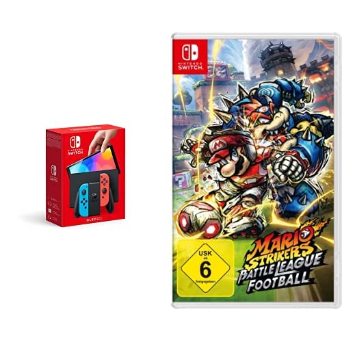 Nintendo Switch (OLED-Modell) Neon-Rot/Neon-Blau + Mario Strikers: Battle League Football - [Nintendo Switch] von Nintendo