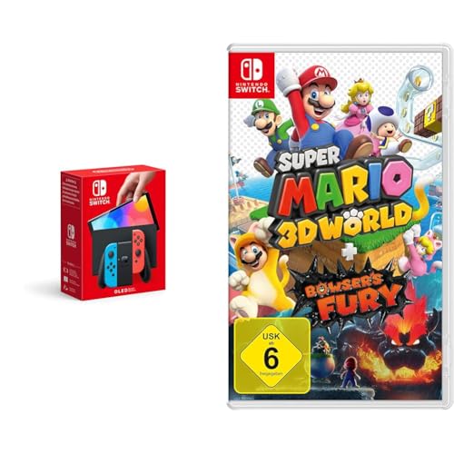 Nintendo Switch (OLED-Modell) Neon-Rot/Neon-Blau + Super Mario 3D World + Bowser's Fury - [Nintendo Switch] von Nintendo