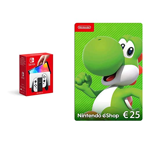 Nintendo Switch (OLED-Modell) Weiss + Nintendo eShop Card | 25 EUR Guthaben (Download Code) von Nintendo