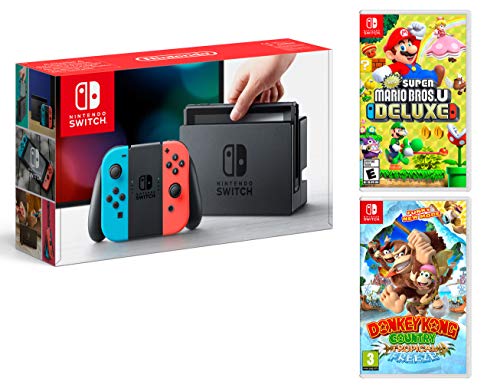 Nintendo Switch 32Gb Neon-Rot/Neon-Blau + New Super Mario Bros. U Deluxe + Donkey Kong Country: Tropical Freeze von Nintendo