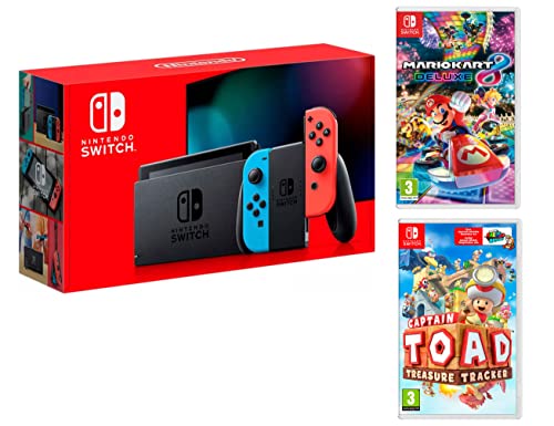 Nintendo Switch 32Gb Neon-Rot/Neon-Blau Pack Mario Kart 8: Deluxe + Captain Toad: Treasure Tracker von Nintendo