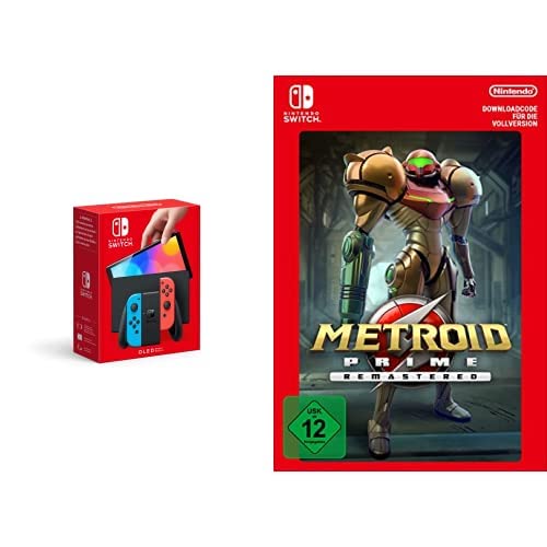 Nintendo Switch-Konsole (OLED-Modell) Neon-Rot/Neon-Blau + Metroid Prime Remastered Standard | Nintendo Switch - DLC von Nintendo