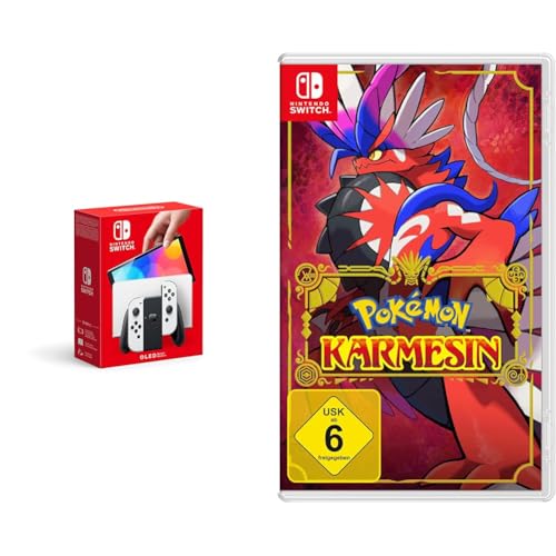 Nintendo Switch-Konsole (OLED-Modell) Weiß + Pokémon Karmesin Switch von Nintendo