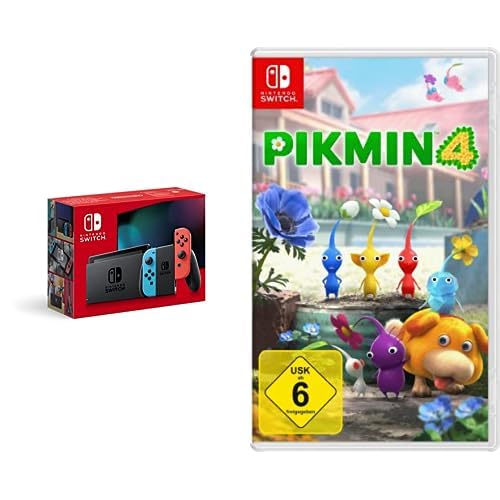 Nintendo Switch-Konsole Neon-Rot/Neon-Blau + Pikmin 4 Switch von Nintendo